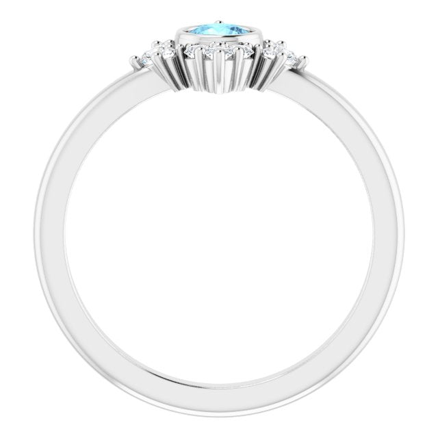14K White Aquamarine & 1/5 CTW Diamond Ring