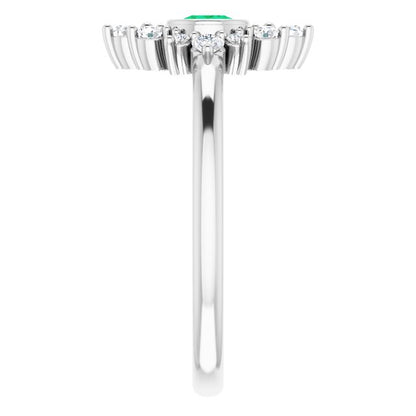 14K White Emerald & 1/5 CTW Diamond Ring