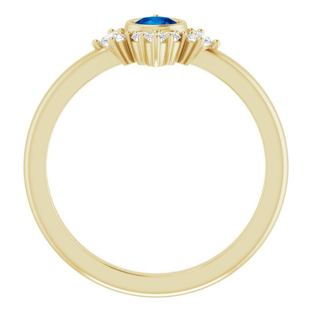 14K Yellow Blue Sapphire & 1/5 CTW Diamond Ring