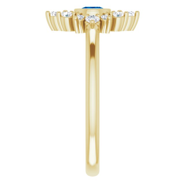 14K Yellow Blue Sapphire & 1/5 CTW Diamond Ring