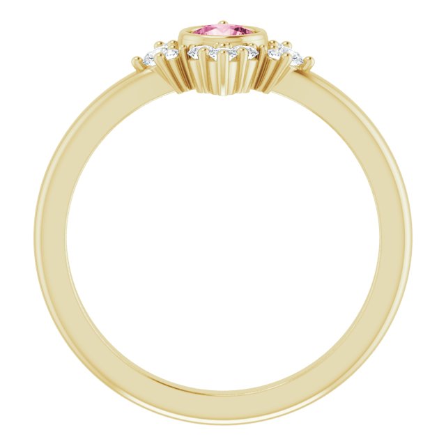 14K Yellow Pink Tourmaline & 1/5 CTW Diamond Ring
