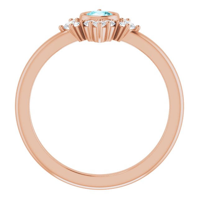 14K Rose Blue Zircon & 1/5 CTW Diamond Ring