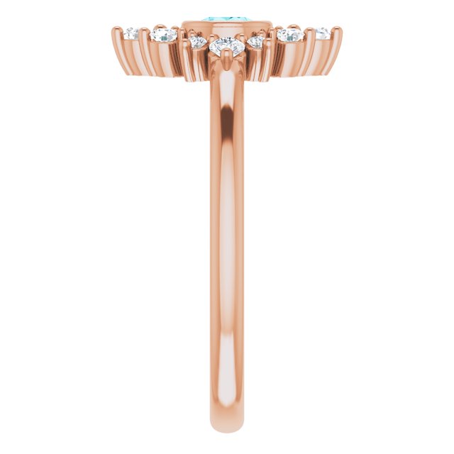 14K Rose Blue Zircon & 1/5 CTW Diamond Ring
