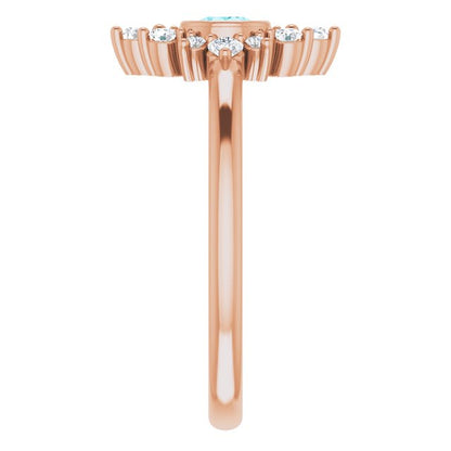 14K Rose Blue Zircon & 1/5 CTW Diamond Ring