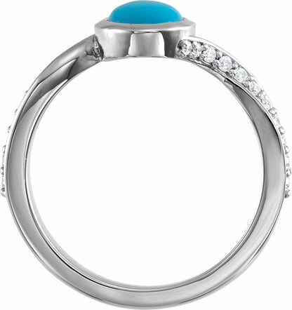 14K White Turquoise & 1/5 CTW Diamond Ring