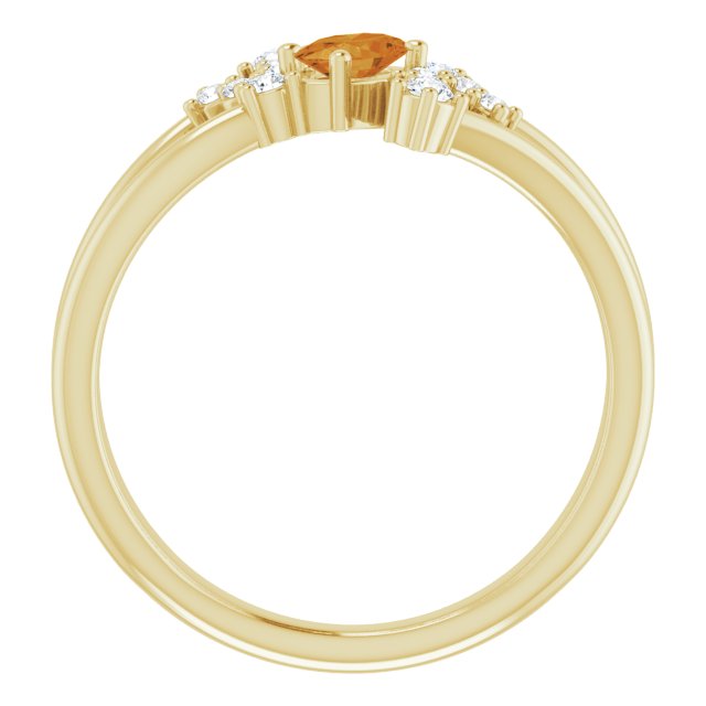 14K Yellow Citrine & 1/8 CTW Diamond Bypass Ring