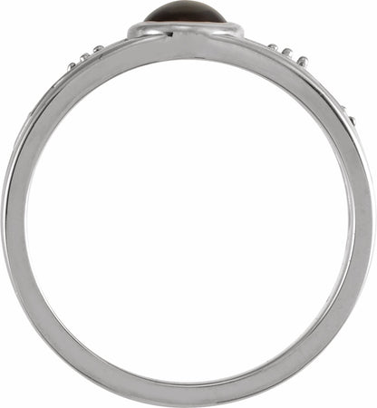 14K White Onyx & .05 CTW Diamond Ring