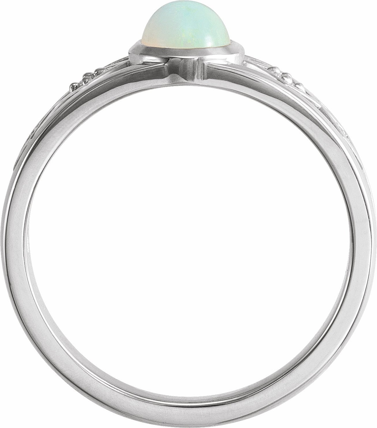 14K White Ethiopian Opal & .05 CTW Diamond Ring