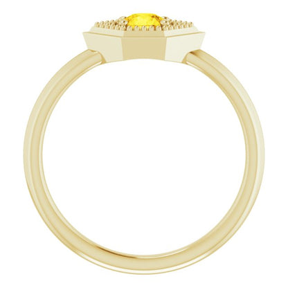 14K Yellow Sapphire Geometric Ring