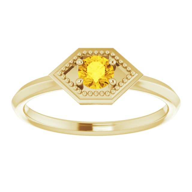 14K Yellow Sapphire Geometric Ring