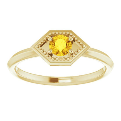 14K Yellow Sapphire Geometric Ring