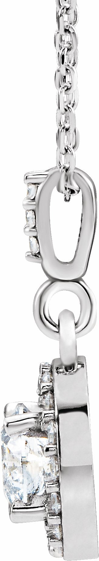 14K White 1/2 CTW Diamond Halo-Style 18 Necklace