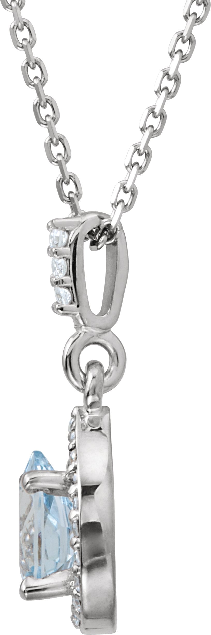 14K White Aquamarine & .07 CTW Diamond 18 Necklace