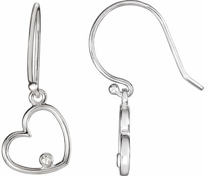 14K White .03 CTW Diamond Heart Earrings