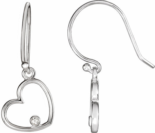 14K White .03 CTW Diamond Heart Earrings