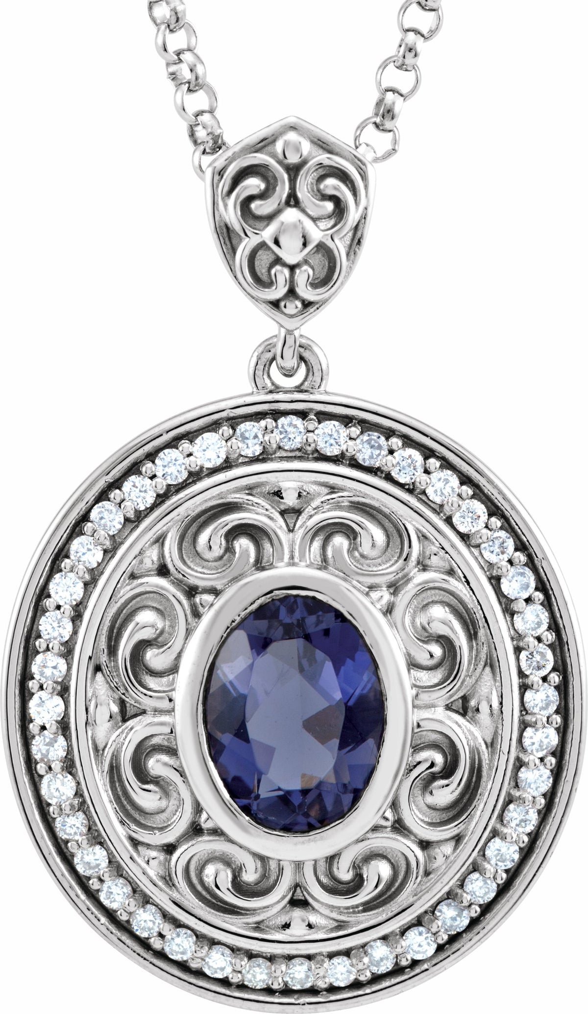 14K White Iolite & 1/8 CTW Diamond 18 Necklace