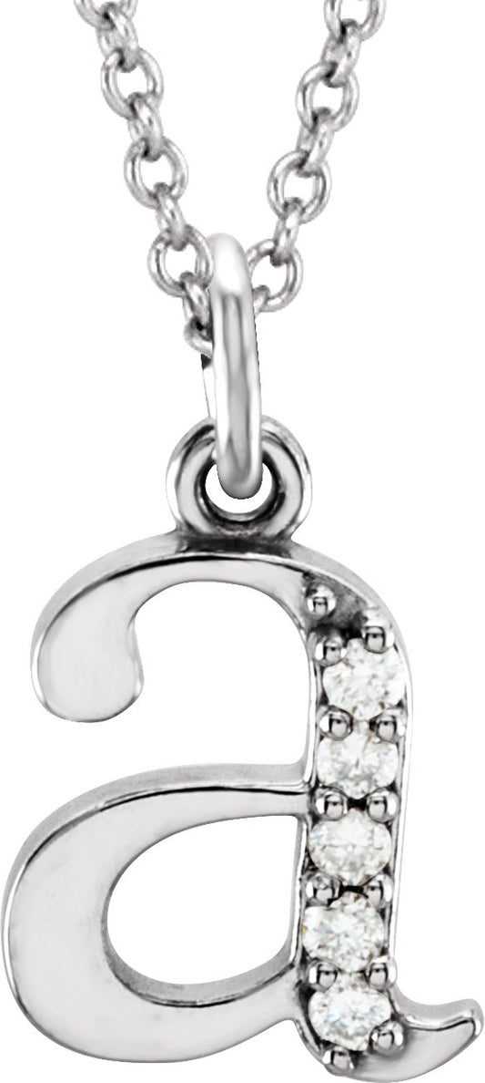 14K White .025 CTW Diamond Lowercase Initial a 16 Necklace