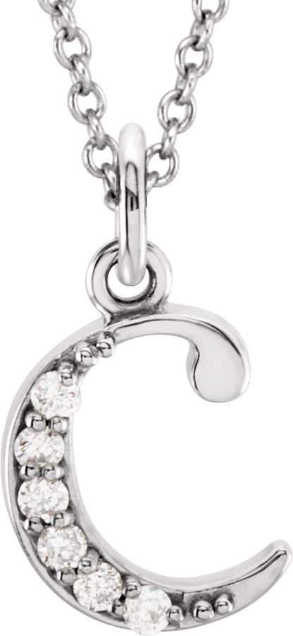 14K White .03 CTW Diamond Lowercase Initial c 16 Necklace
