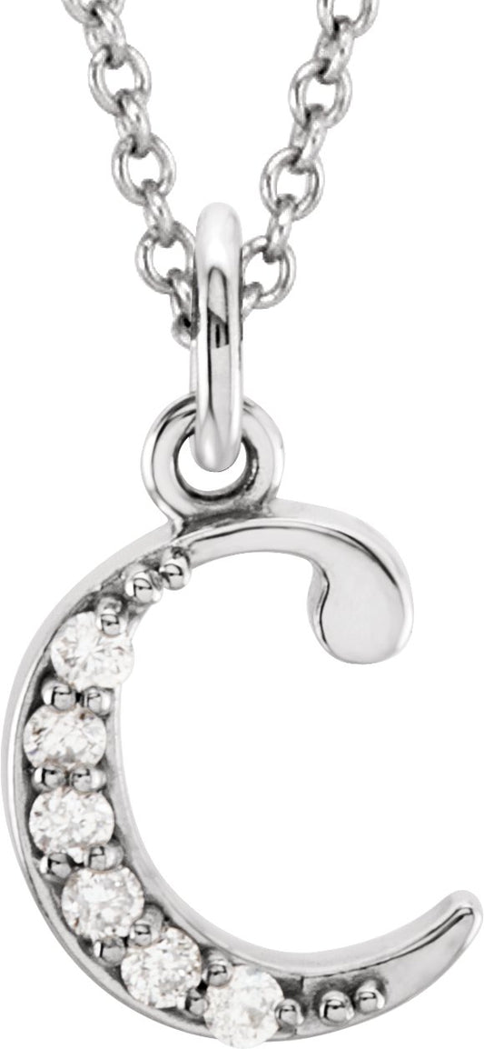 14K White .03 CTW Diamond Lowercase Initial c 16 Necklace