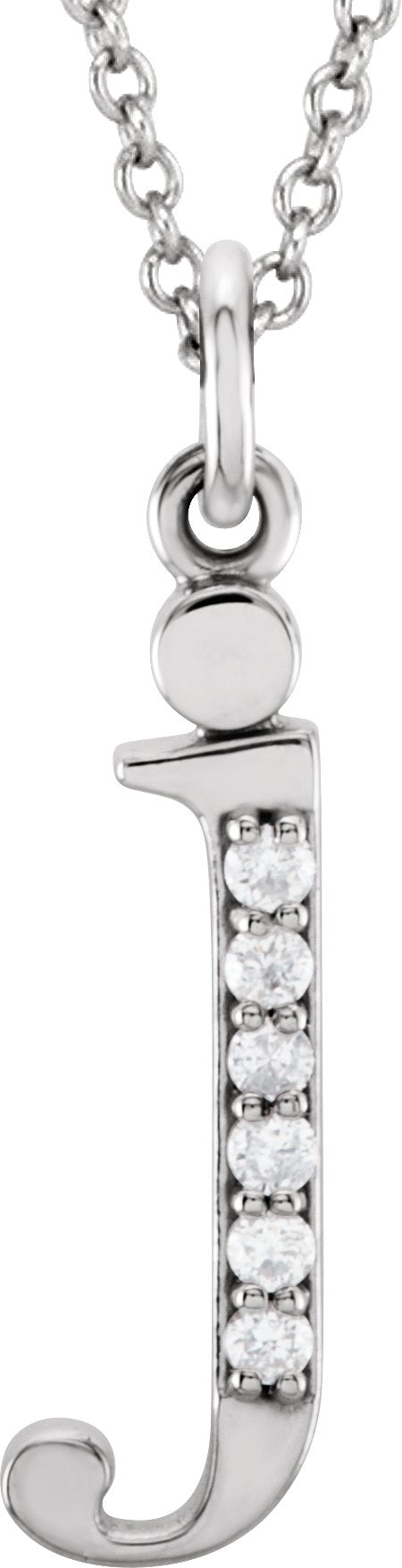 14K White .025 CTW Diamond Lowercase Initial j 16 Necklace