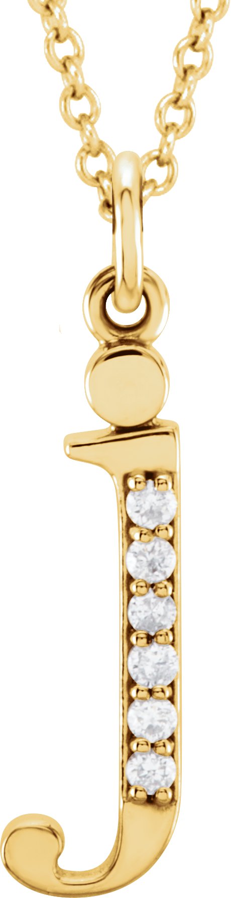 14K Yellow .025 CTW Diamond Lowercase Initial j 16 Necklace
