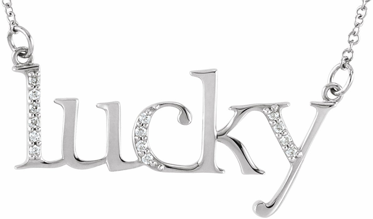 14K White .06 CTW Diamond Lucky 16 1/2 Necklace