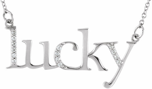 14K White .06 CTW Diamond Lucky 16 1/2 Necklace
