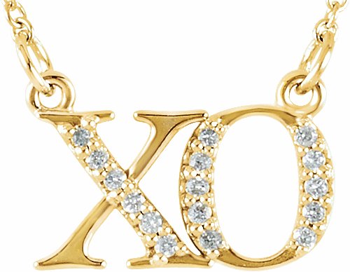 14K Yellow .07 CTW Diamond XO 16 1/2 Necklace