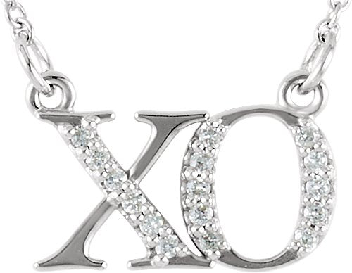 14K White .07 CTW Diamond XO  16 1/2 Necklace