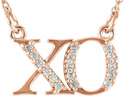 14K Rose .07 CTW Diamond XO 16 1/2 Necklace