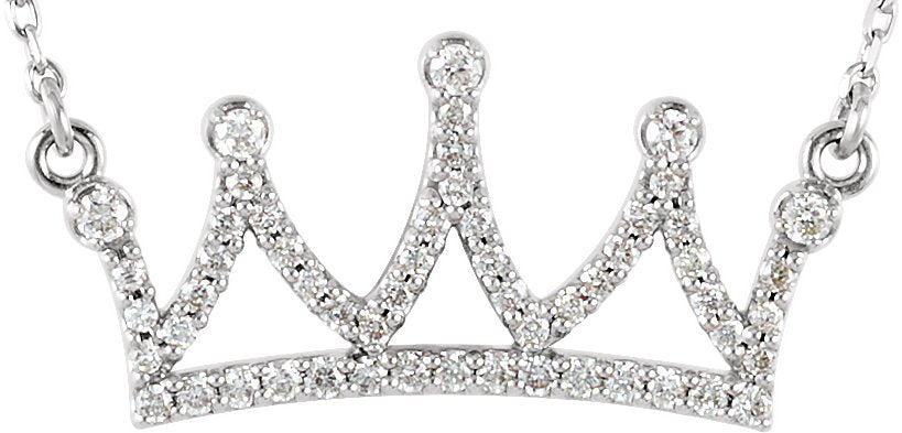 14K White 1/5 CTW Diamond Crown 16 1/2 Necklace