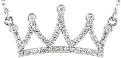 14K White 1/5 CTW Diamond Crown 16 1/2 Necklace