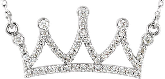 14K White 1/5 CTW Diamond Crown 16 1/2 Necklace
