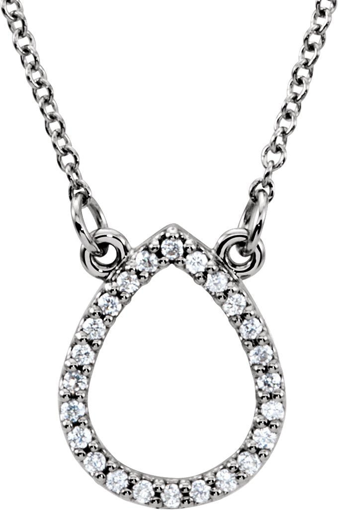 14K White 1/10 CTW Diamond Teardrop 16 Necklace