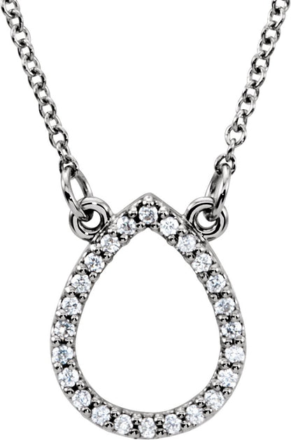 14K White 1/10 CTW Diamond Teardrop 16 Necklace