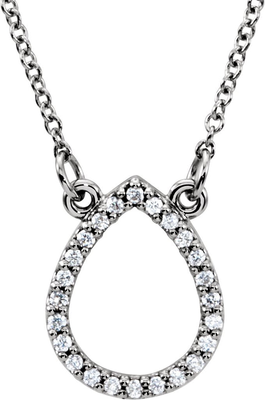 14K White 1/10 CTW Diamond Teardrop 16 Necklace