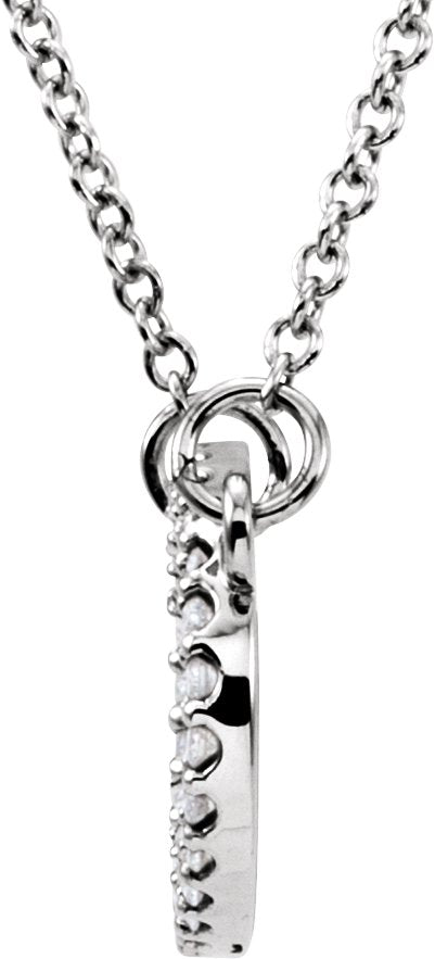 14K White 1/8 CTW Diamond Horizontal Oval 16 Necklace