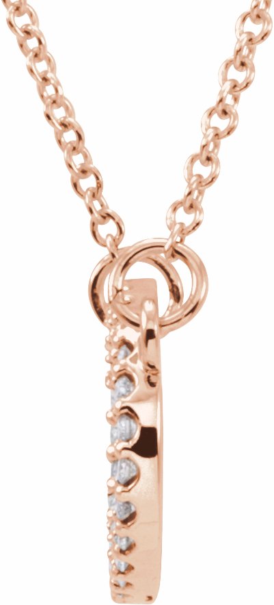 14K Rose 1/8 CTW Diamond Horizontal Oval 16 Necklace
