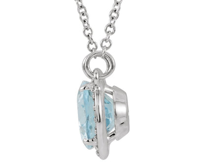 14K White Aquamarine & .04 CTW Diamond 16.5 Necklace