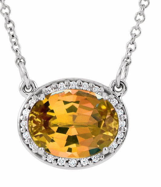 14K White Citrine & .05 CTW Diamond 16.5 Necklace