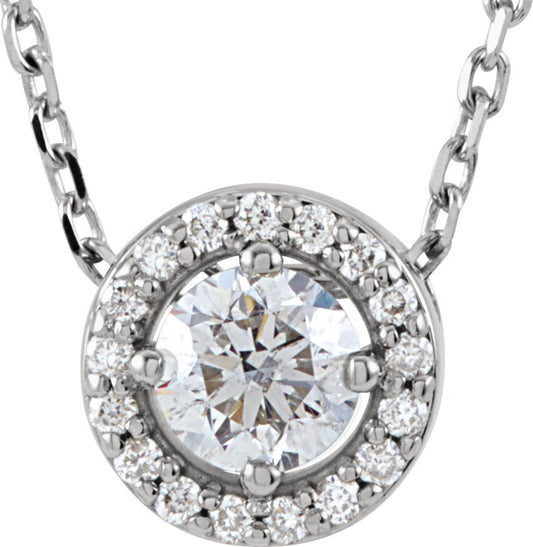 14K White 1/4 CTW Diamond Halo-Style 16 Necklace