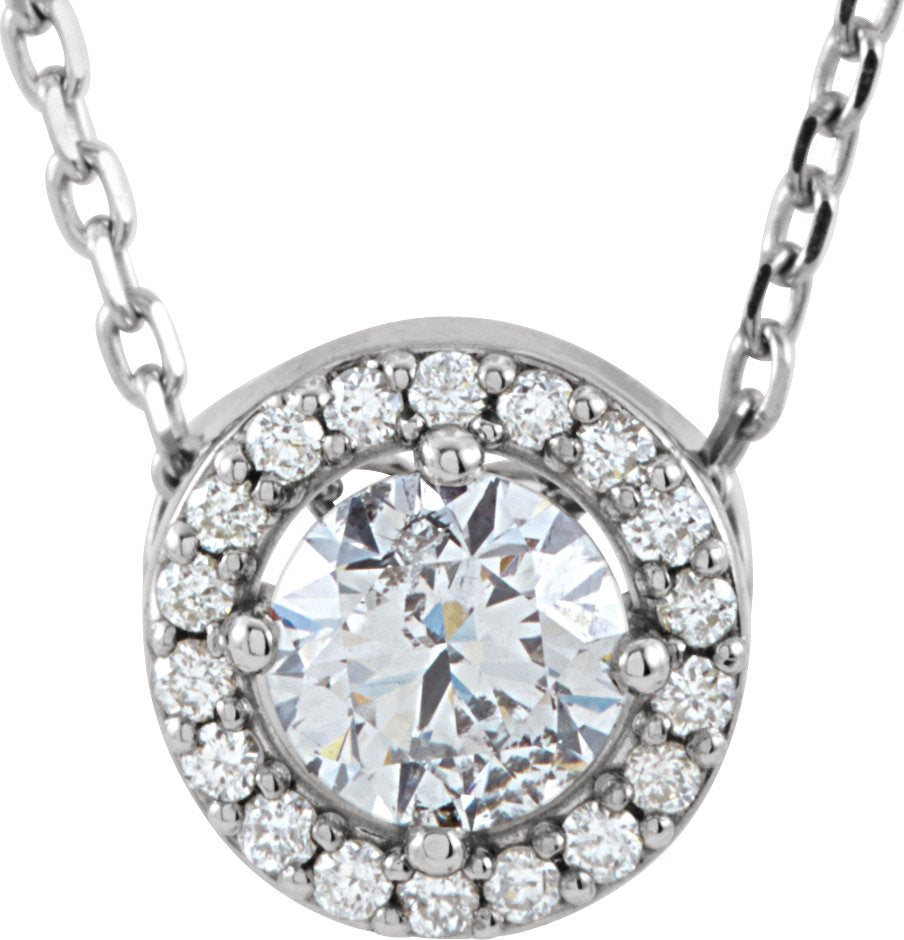 14K White 3/8 CTW Diamond Halo-Style 16 Necklace
