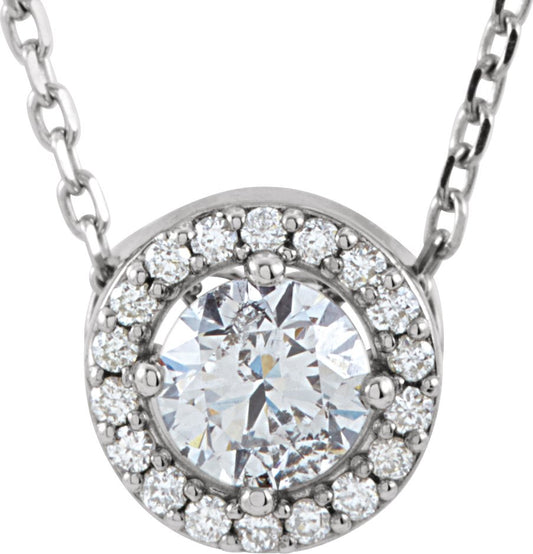 14K White 3/8 CTW Diamond Halo-Style 16 Necklace