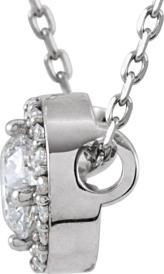 14K White 3/8 CTW Diamond Halo-Style 16 Necklace