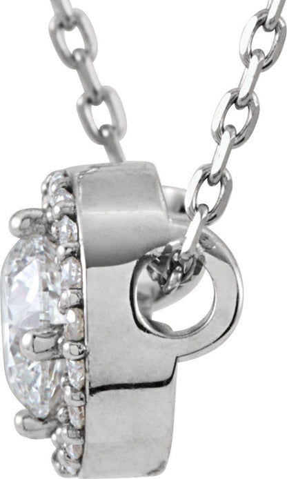 14K White 3/8 CTW Diamond Halo-Style 16 Necklace