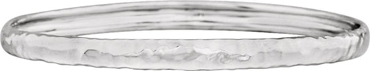 14K White 5.1 mm Hammered Bangle 7 1/2 Bracelet