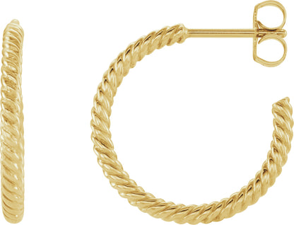 14K Yellow 17 mm Rope Hoop Earrings