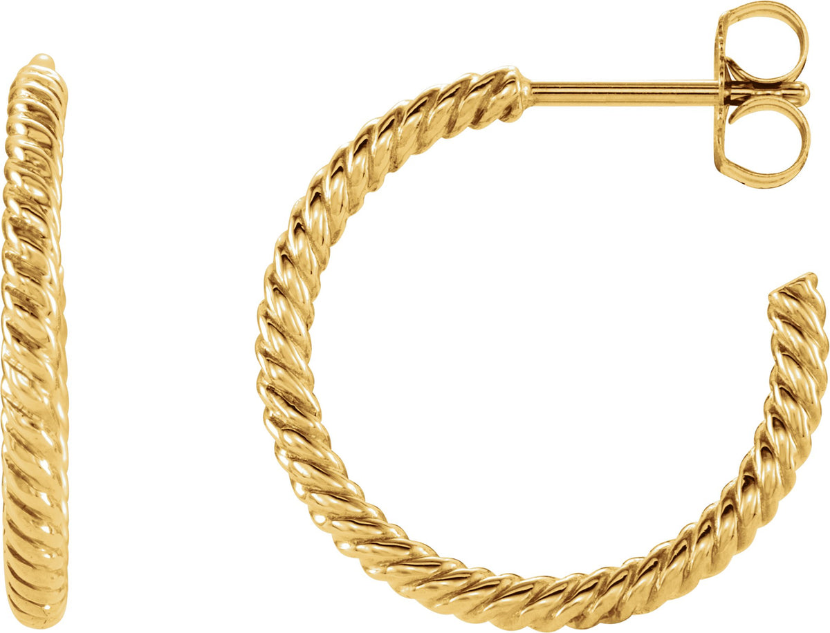 14K Yellow 17 mm Rope Hoop Earrings