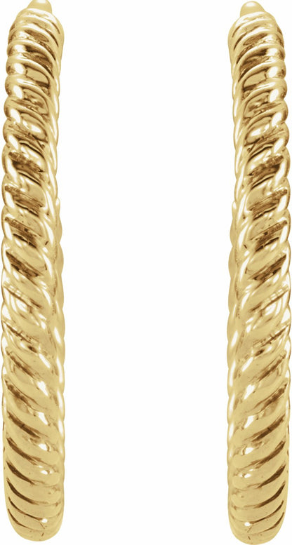 14K Yellow 17 mm Rope Hoop Earrings