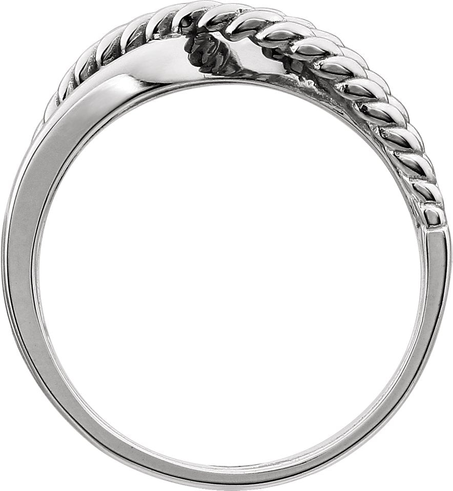 14K White Crossover Rope Design Ring